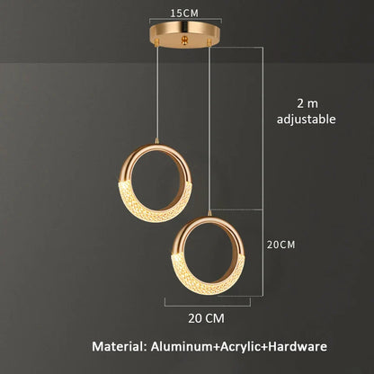 Modern Ring Pendant Light in Acrylic and Plated Metal