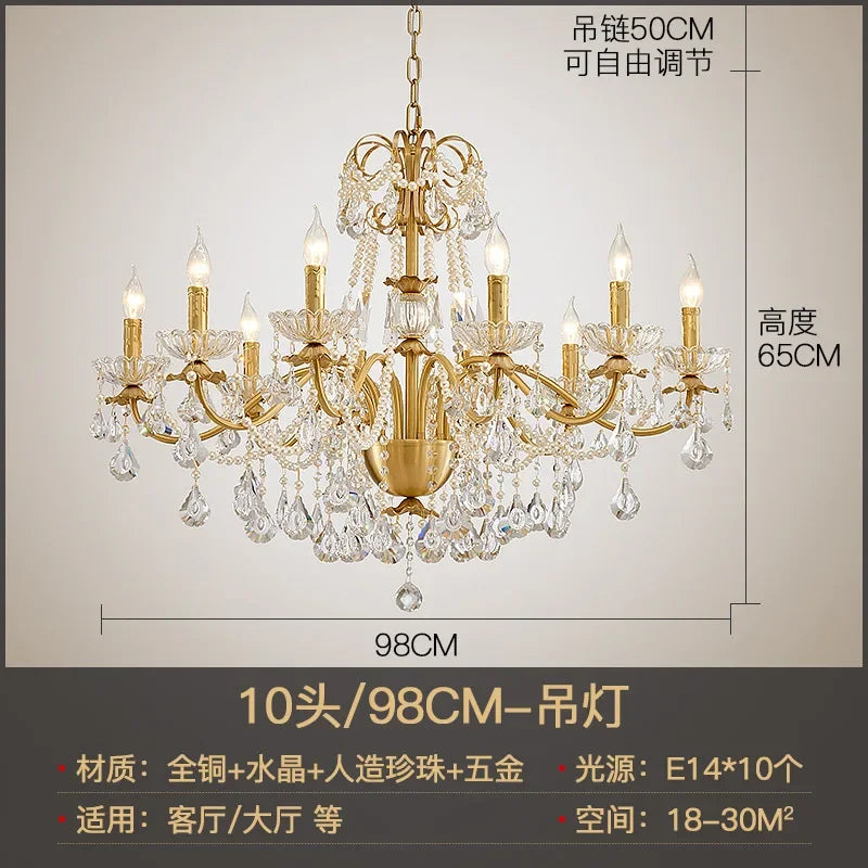 Gold Brass Retro Chandelier