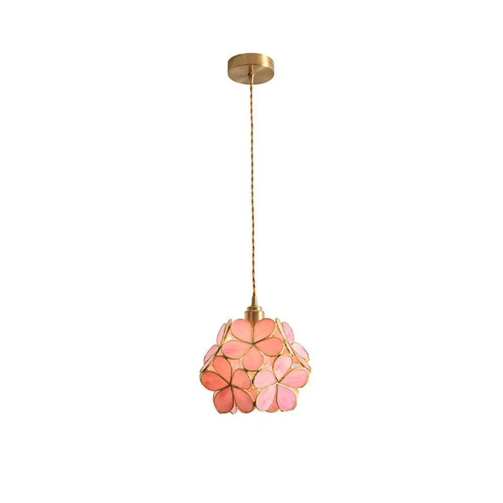 Decorbites™ Glas-Blütenblütenanhängerleuchte: Handgefertigte moderne Blumen-Bleiglaslampe für Schlafzimmer & Wohnzimmer