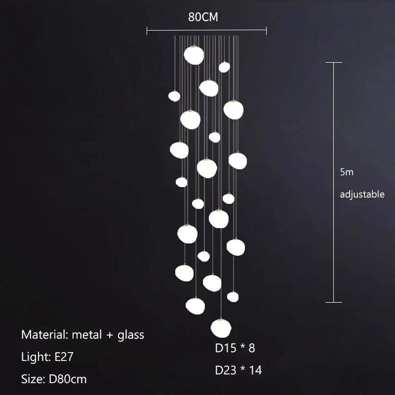Decorbites™ Gregg Glass Hängeleuchte - Weiße LED-Kieselstein-Pendelleuchte für Villentreppen & Geschäfte