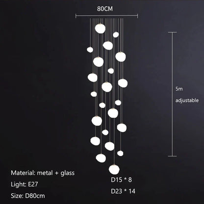 Decorbites™ Gregg Glass Hängeleuchte - Weiße LED-Kieselstein-Pendelleuchte für Villentreppen & Geschäfte