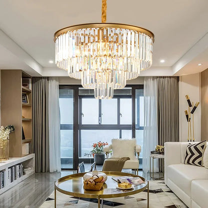 Decorbites™ Kristall Gold Schwarz LED Kronleuchter - Mehrstöckige moderne runde Pendelleuchte