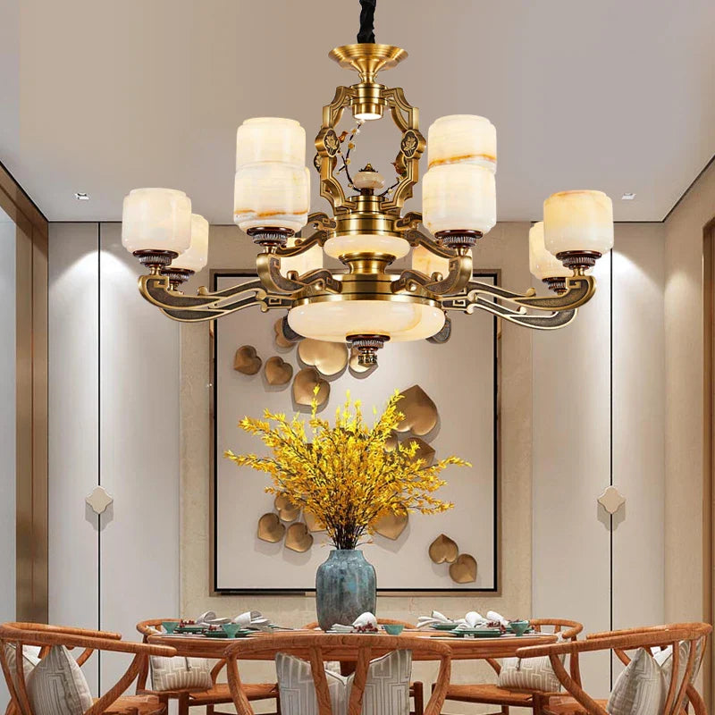 Decorbites™ Jade-Zinklegierung-Kronleuchter für Wohnzimmer, Restaurant, Halle – Elegantes chinesisches Design