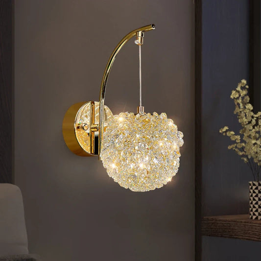 DecorBites™ Crystal Wall Lamp: Gold Metal, G9 Bulb, Adjustable Wire Drop, Elegant Lighting
