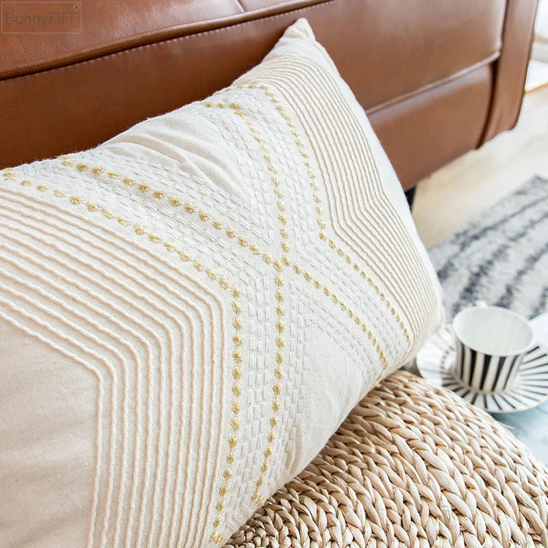Decorbites™ Geometrisches Elfenbein Vintage Kissen Stickerei Bezug - Wohnzimmer Dekoration