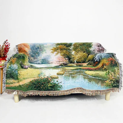 DecorBites™ Linen Cotton Bohemian Jacquard Sofa Blanket