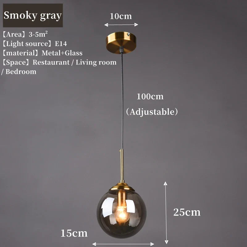 Nordic Glass Pendant Light With Polished Steel Finish