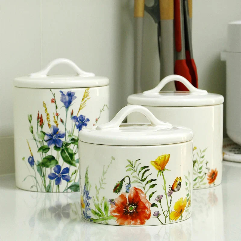 DecorBites™ Large Silicone Sealed Flower Storage Jar, Nut & Tea Caddy, Snack Can, Sugar & Spice Canister