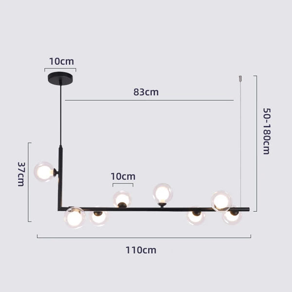 Decorbites™ Glas Schwarz Kronleuchter Pendellampe Nordisch Modern Wohnzimmerleuchte