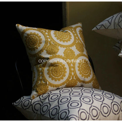DecorBites™ Geometric Embroidered Noble Cushion Covers for Living Room Sofa