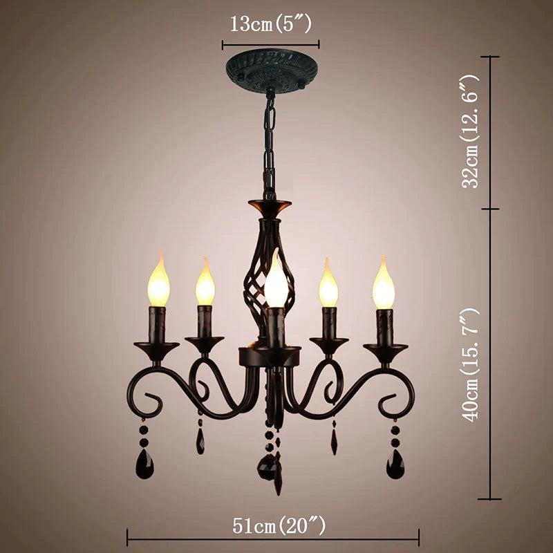 Decorbites™ Kristall-Schwarze Kronleuchter: Elegante Eisen-Deckenleuchte für Schlafzimmer, Esszimmer, Arbeitszimmer und Kinderzimmer