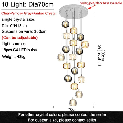 DecorBites™ Crystal LED Chandelier for Living Room Staircase Kitchen Island Light