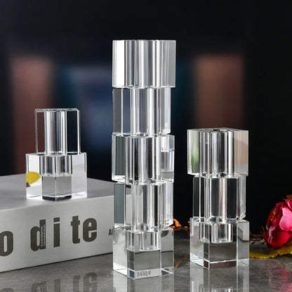 DecorBites™ Geometric Glass Vase Stack for Home Decor & Flower Arrangement