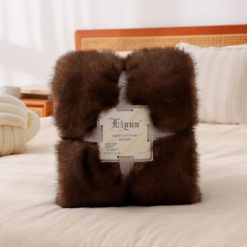 Decorbites™ Luxus Kunstfuchs-Plüschdecke: Dick, warm, weich, Sofabezug – Hochwertige einheitliche Farbe