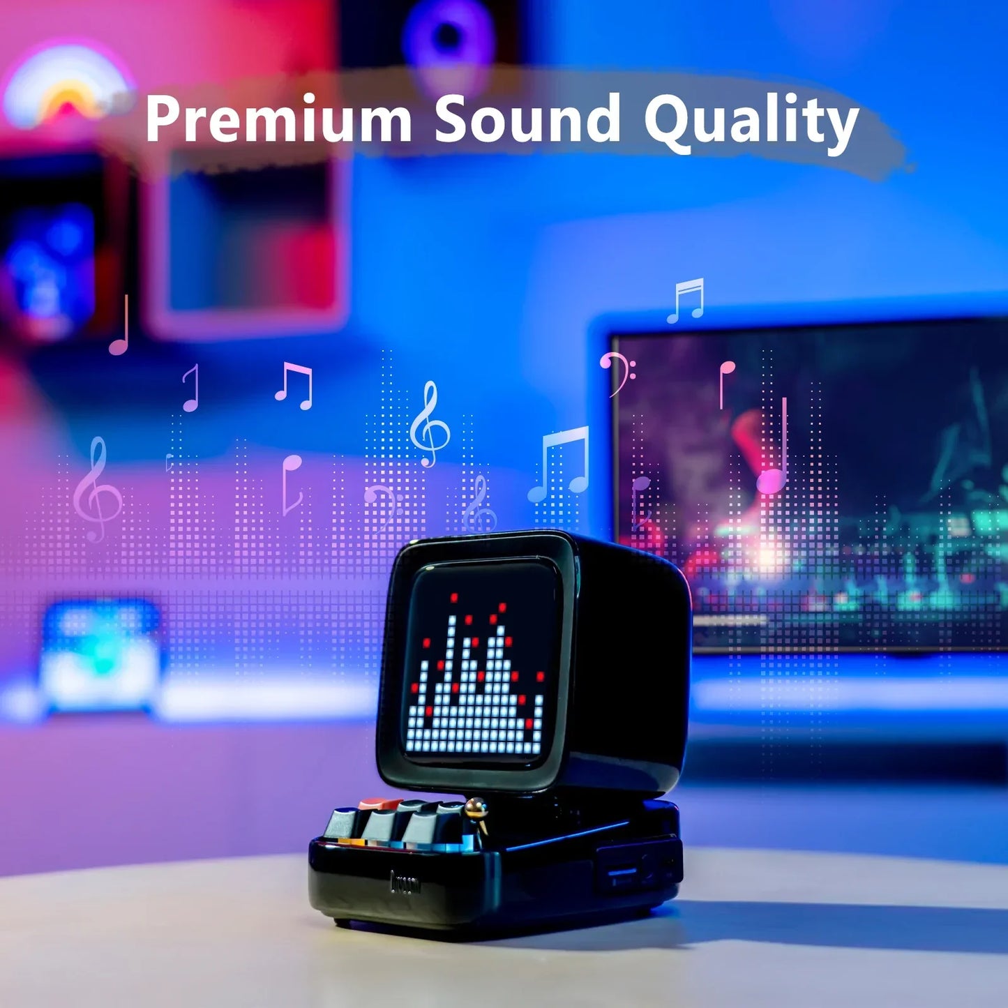 DecorBites™ Ditoo Retro Pixel Art Bluetooth Speaker Alarm Clock LED Display Board