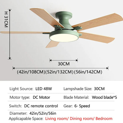 Decorbites™ 56" Niedrigboden-Deckenventilator mit Licht | Innenwohnzimmer-Leuchter | Modernes Design