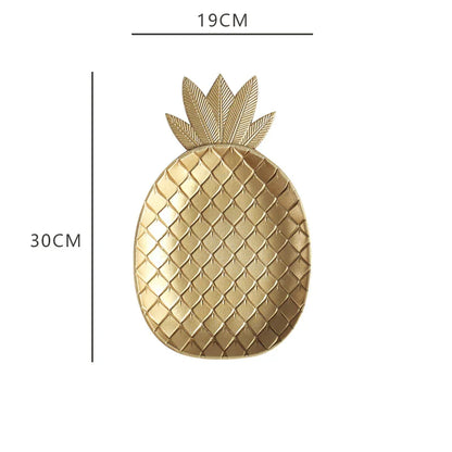 Decorbites™ Blattförmiges Goldlack Holztablett 14,5x40 cm - Modernes Dekoratives Tischgeschirr
