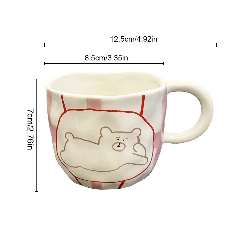 Decorbites™ Unregelmäßiger Keramischer Bärenbecher: Handgefertigte Kaffeetasse für Büro und Paare
