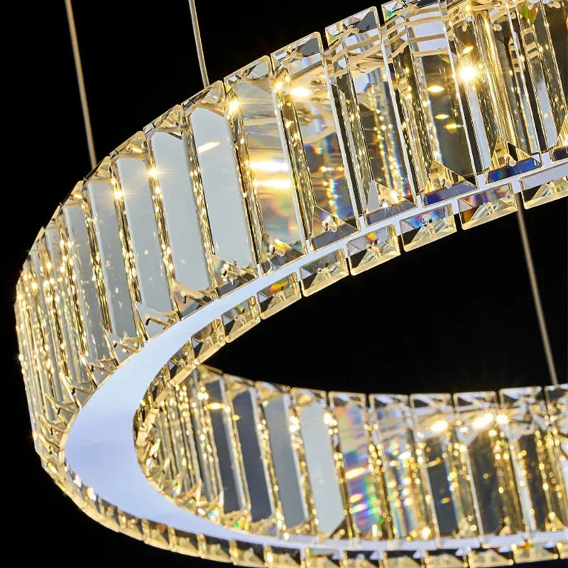 Decorbites™ Golden Crystal Kronleuchter: Nordisch Modern Luxuriöser LED-Hängender Halo für das Wohnzimmer