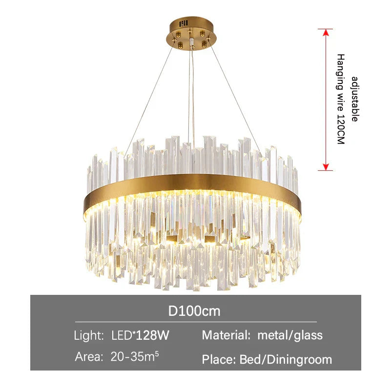 DecorBites™ Gold Crystal Ceiling Chandelier | Luxury Indoor Lighting for Living & Dining Room
