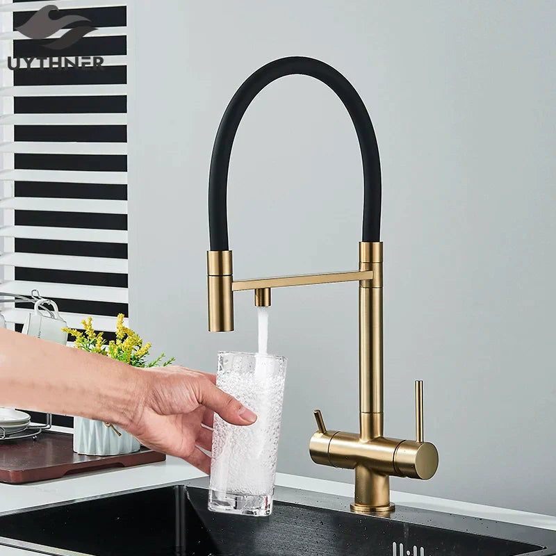Decorbites™ Küchen-Wasserfilterarmatur mit doppeltem Auslauf, drehbarer Wasserreinigungs-Mischhahn