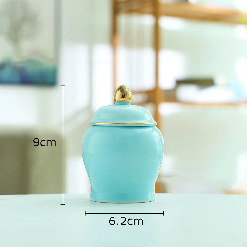 Decorbites™ Goldene Teedose Keramik-Vorratsgefäß mit Deckel zur Schreibtischdekoration