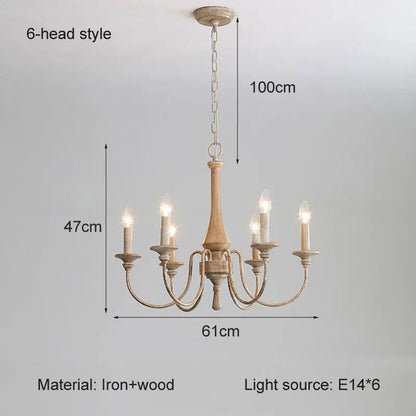 Decorbites™ Französisches Vintage-Holz-Lüster für Wohnzimmer, Esszimmer und Schlafzimmer, rustikale Pendelleuchte