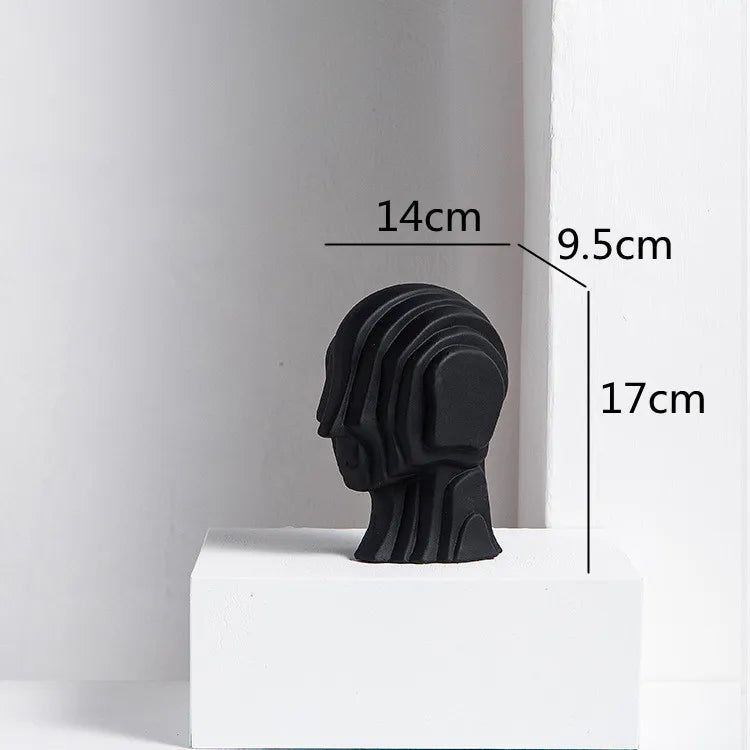 DecorBites™ Geometric Ceramic Head Sculpture | Golden Alien Figurine