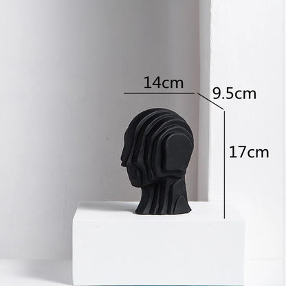 DecorBites™ Geometric Ceramic Head Sculpture | Golden Alien Figurine