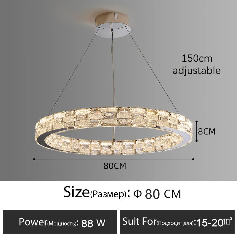 Decorbites™ Golden Crystal Ring Kronleuchter: Luxuriöse Glanz-Deckenbeleuchtung für modernes Wohnzimmer