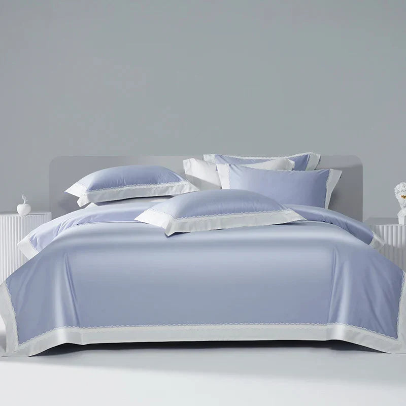 DecorBites™ Lace Patchwork Bedding Set: 1200TC Egyptian Cotton Duvet Cover, Sheet, Pillowcases