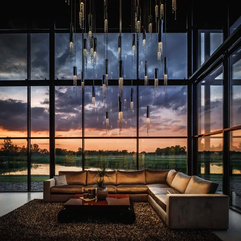 Decorbites™ Kristall-LED-Kronleuchter: Moderne Luxus-Treppenaufsatzleuchte für Innenräume