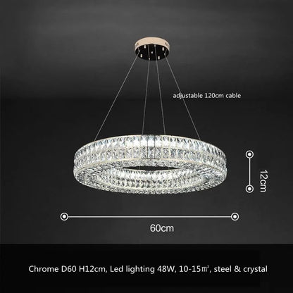 DecorBites™ Crystal LED Pendant Light: Luxury Steel Hanging Lamp for Modern Foyer, Dining Room