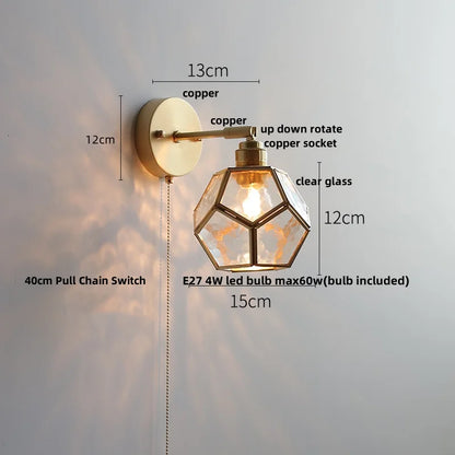 DecorBites™ Colorful Square Glass LED Wall Lights with Pull Chain Switch - Tiffany Style