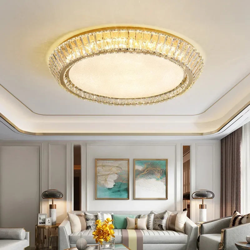 Gold Crystal LED Ceiling Light Dia80cm 192W