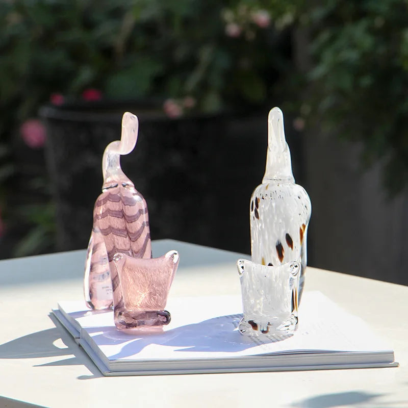 Decorbites™ Kristall-Katzenfigur | Dekorative Kätzchen-Statue zur Haushaltsdekoration