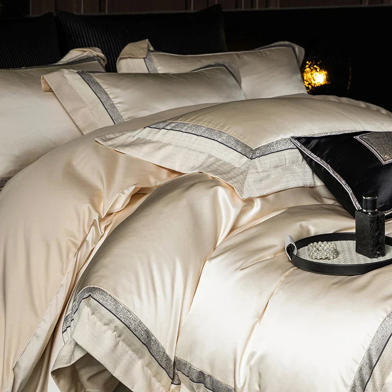 Decorbites™ Luxus-Champagner-Bettwäsche-Set aus seidenweicher ägyptischer Baumwolle - Queen- und King-Größen