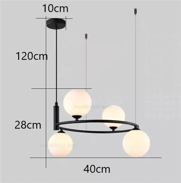 DecorBites™ Glass Ball Pendant Chandelier, Adjustable Height, Modern Nordic Design
