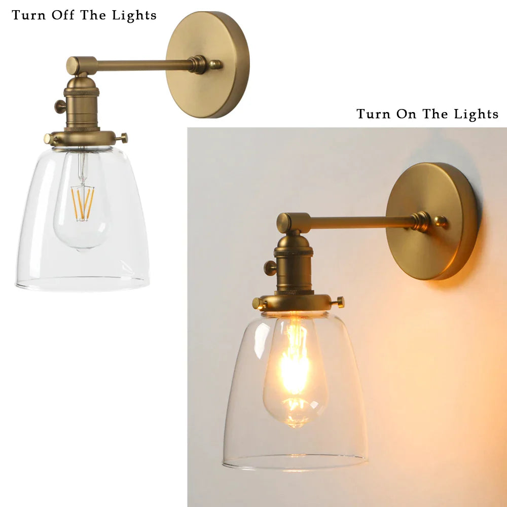 Decorbites™ Industrielle Kuppelglas-Wandleuchte - Einzelarmatur mit klarem Schirm