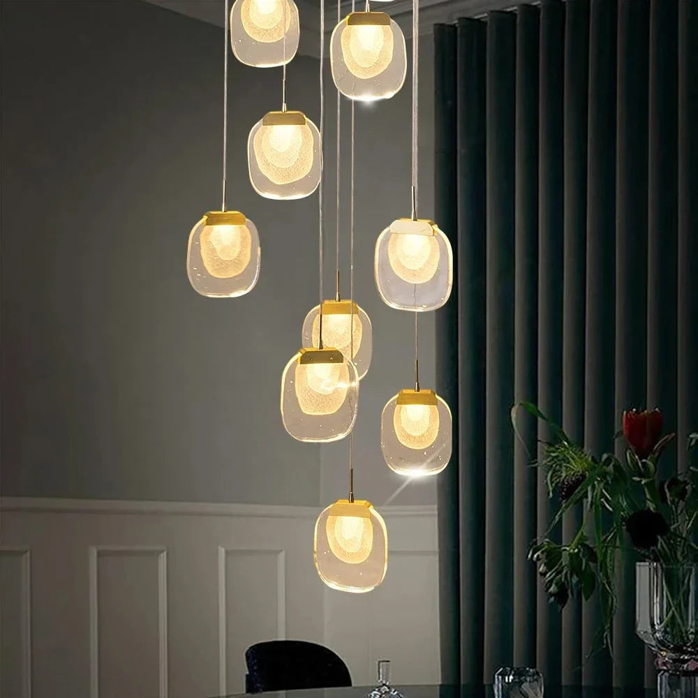 Gold Crystal Staircase Chandelier 36-Light Dia100cm