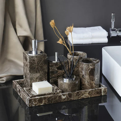 Decorbites™ Emperador Dunkel-Marmor Badezimmerset mit Luxus-Zubehör
