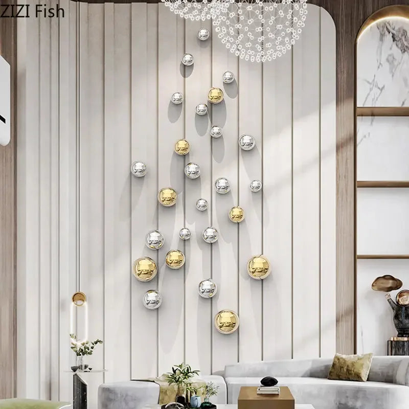 Decorbites™ Goldene Ball-Wanddekoration Ornamente Raumästhetik Wohnraum-Hintergrund-Display
