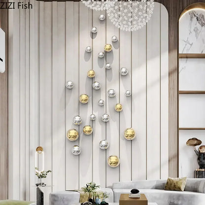 Decorbites™ Goldene Ball-Wanddekoration Ornamente Raumästhetik Wohnraum-Hintergrund-Display