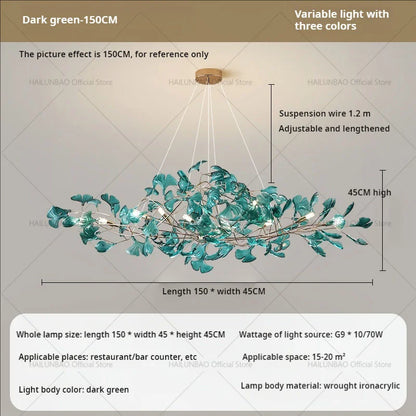 DecorBites™ Gingko Leaf Chandelier: Modern Luxury Art Decor for Home, Restaurant & Bar