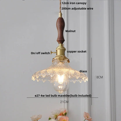 Decorbites™ Cullet-Glas-LED-Hängeleuchte mit Walnuss-Kupfer-Design für Wohn- und Esszimmer