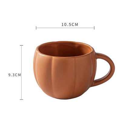 Decorbites™ Halloween-Kürbis-Keramikbecher mit retro Emaille-Griff für Kaffee, Milch und Tee