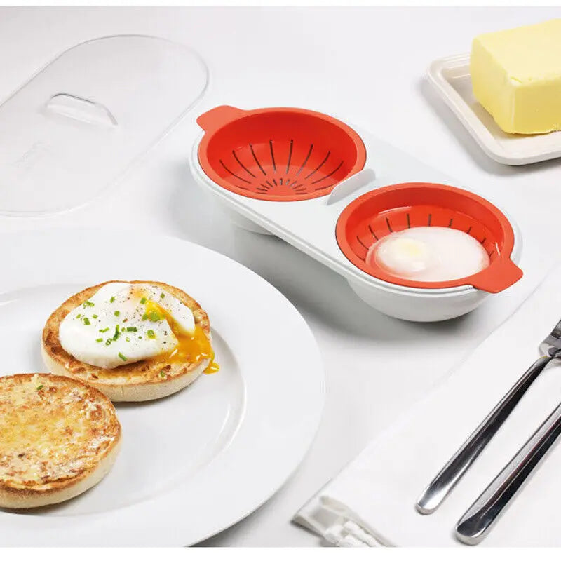 DecorBites™ Egg Boiler Silicone Poacher Cooker Double Layer Cup Draining Cooking Tools