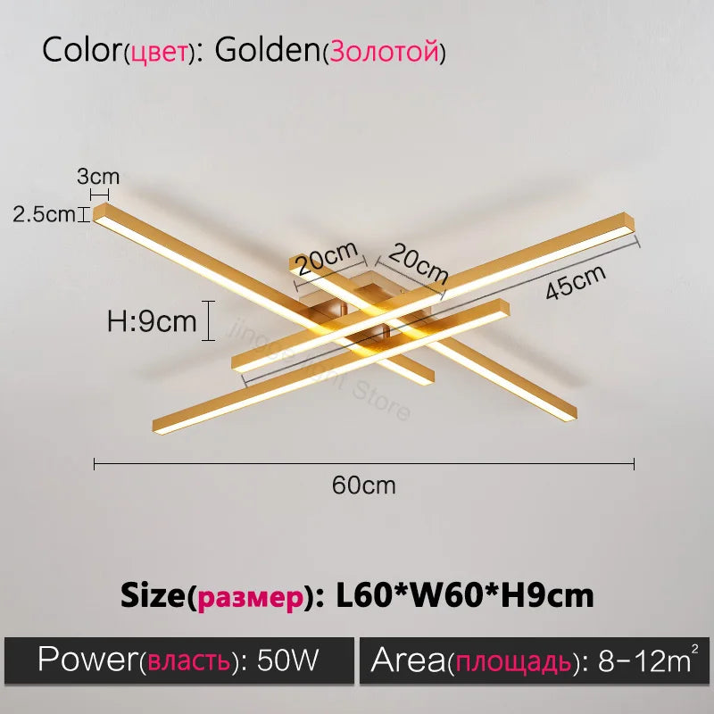 Decorbites™ Schwarze LED-Deckenleuchte Chandelier: Nordisch-minimalistisches Quadratisches Schlafzimmer-Wohnzimmer-Beleuchtung