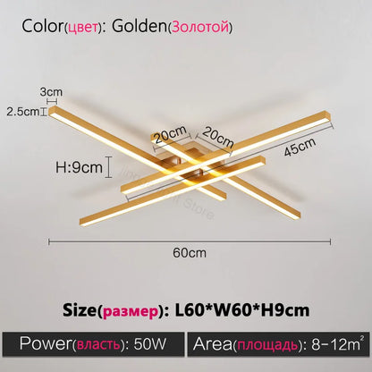 Decorbites™ Schwarze LED-Deckenleuchte Chandelier: Nordisch-minimalistisches Quadratisches Schlafzimmer-Wohnzimmer-Beleuchtung
