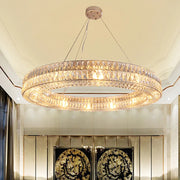 Gold Crystal Ring Chandelier Long L110cm